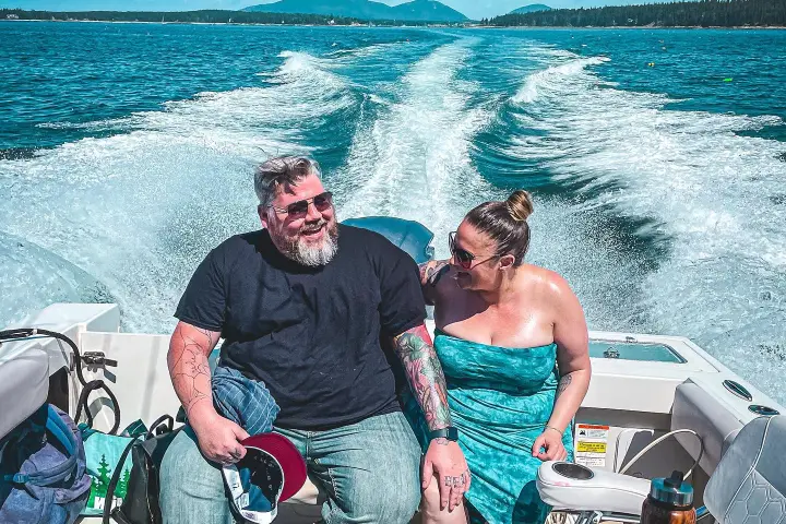Couple enjoy private charter boat ride
