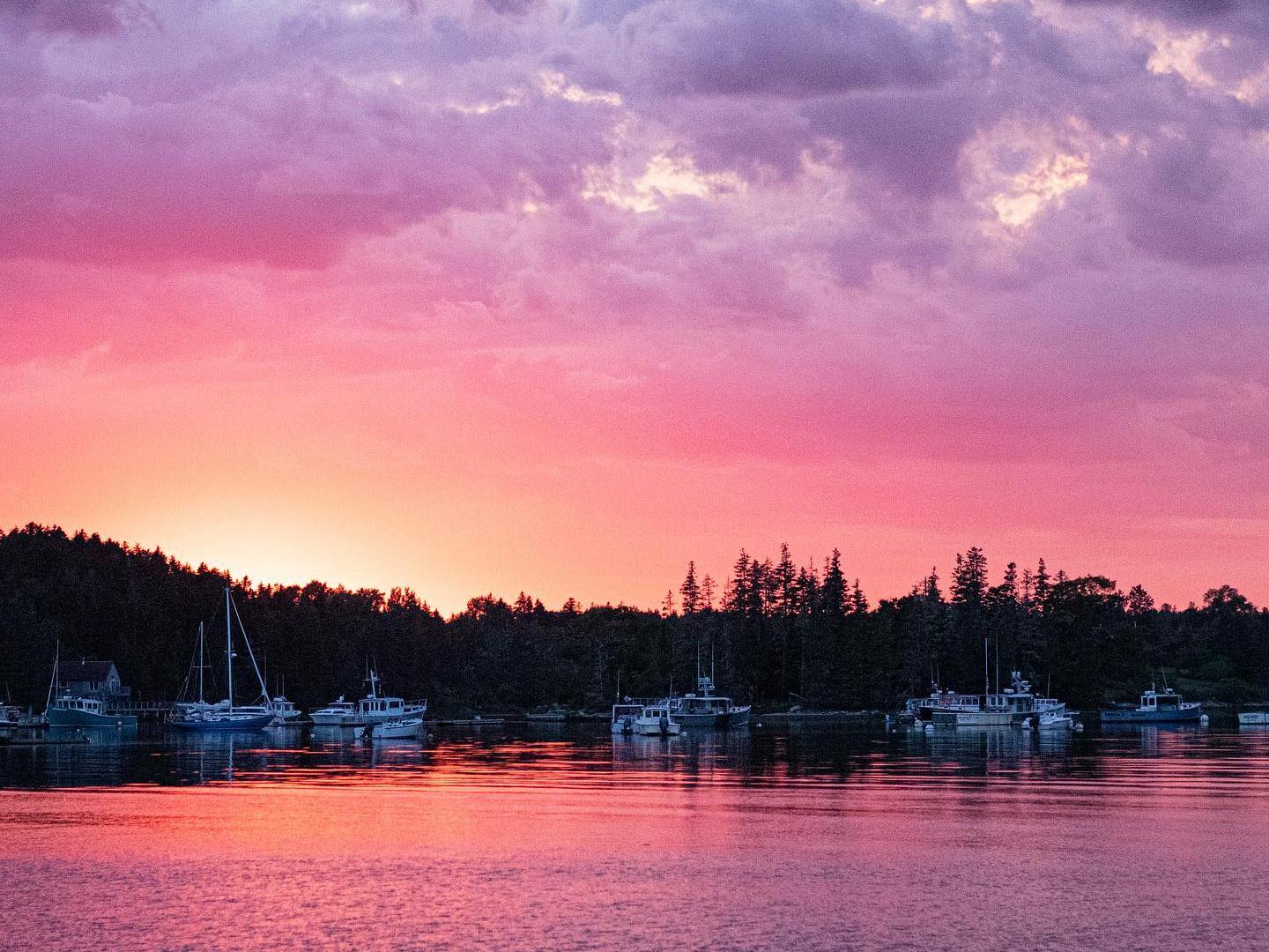 a sunset over Bass Harbor